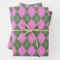 Cute Retro Preppy Pink et Motif de Jacquard vert