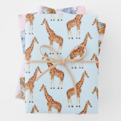 Feuille De Papier Cadeau Cute Safari Jungle Animaux éléphant Tiger Giraffe (En situation)