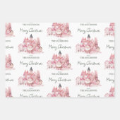 Feuille De Papier Cadeau Cute Santa Pink Winter Town Christmas (Devant)