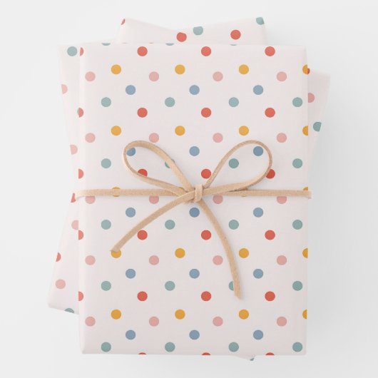 Feuille De Papier Cadeau Cute Scattered Mini Polka Dots Muted Terrazzo Spec (En situation)