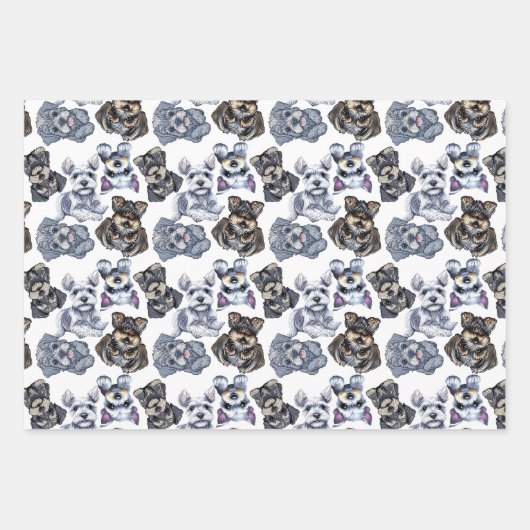 Feuille De Papier Cadeau Cute Schnauzer Dog Patterned Art (Devant 2)