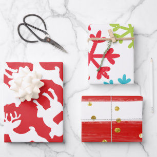 Feuille De Papier Cadeau Cute Simple Moderne Aquarelles Cadeau de Noël