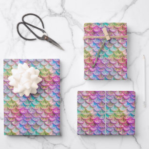 Feuille De Papier Cadeau Cute sirène carrelée motif échelles