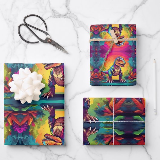 Feuille De Papier Cadeau Cute T Rex Dinosaur (Recto)