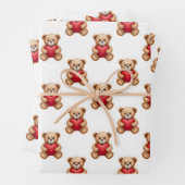 Feuille De Papier Cadeau Cute teddy bear holding red hearts valentine (En situation)