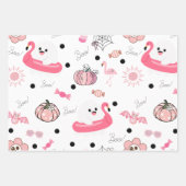 Feuille De Papier Cadeau Cute Tropical Halloween - Pink Ghosts & Flamingos (Devant 2)