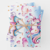 Feuille De Papier Cadeau Cute Unicorn Magique Castle Girl Anniversaire (En situation)