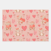 Feuille De Papier Cadeau Cute Valentines Brown Teddy Bear Seamless Pattern (Devant 3)