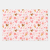 Feuille De Papier Cadeau Cute Valentine's Day Hearts, Candy and Ice Cream (Devant 2)