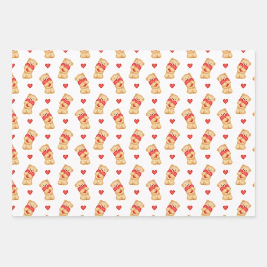 Feuille De Papier Cadeau Cute Valentine's Wrapping Paper | Teddy Bear (Devant)