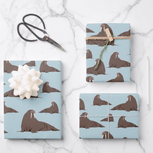 Feuille De Papier Cadeau Cute Walrus Motif (Recto)