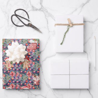 Feuille De Papier Cadeau Cute Watercolor Christmas Wrapping Paper | Santa, 