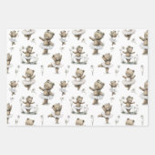 Feuille De Papier Cadeau Cute Watercolour Ballerina Bear Design in tutus (Devant 2)