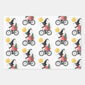 Feuille De Papier Cadeau Cute Witch Black Cat Cycling Spooky Christmas (Devant)