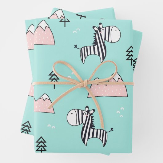 Feuille De Papier Cadeau Cute Zebra (En situation)