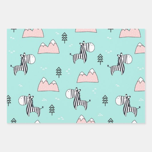 Feuille De Papier Cadeau Cute Zebra (Devant)