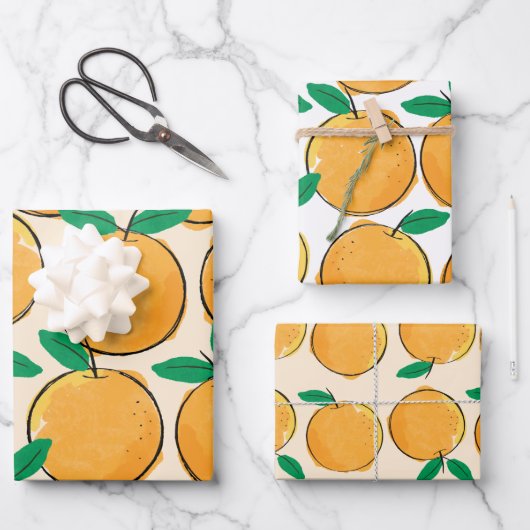 Feuille De Papier Cadeau Cutie Orange Motif (Recto)
