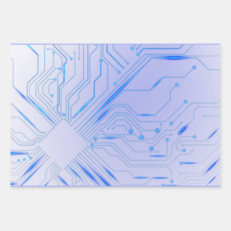 Feuille De Papier Cadeau Cybernetic Blue Chip Motherboard 