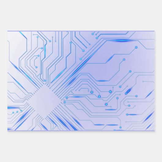 Feuille De Papier Cadeau Cybernetic Blue Chip Motherboard (Devant)