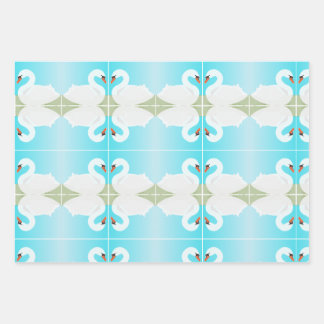 Feuille De Papier Cadeau Cygne blanc = jour d'été