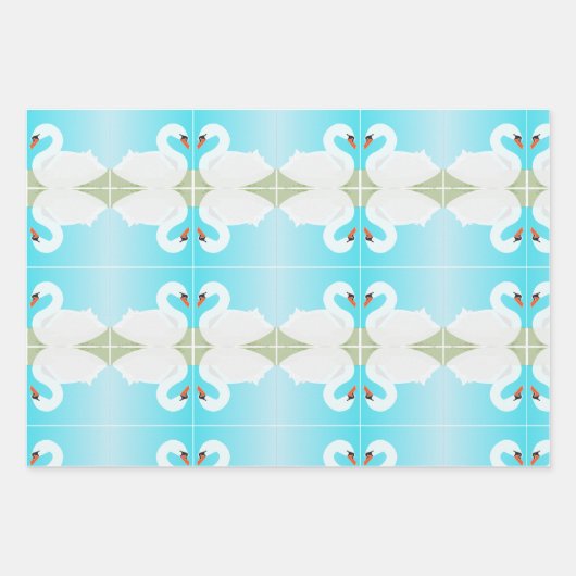 Feuille De Papier Cadeau Cygne blanc = jour d'été (Devant)