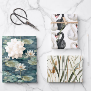 Feuille De Papier Cadeau Cygnes Romantiques du Lac Enterrement de Vie de Je