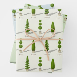 Feuille De Papier Cadeau Cypress Topiaries personnalisables "Grow Grow Thri