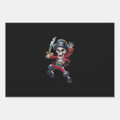 Feuille De Papier Cadeau Dabbing Skeleton Pirate Halloween Jolly roger pour (Devant)