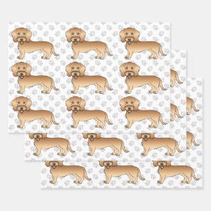 Feuille De Papier Cadeau Dachshund à poil dur blé Cartoon Chien Motif