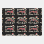 Feuille De Papier Cadeau Dachshund À Travers Le Chien De Neige Noël Plaid (Devant)
