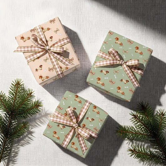 Feuille De Papier Cadeau Dachshund Chien de Noël en tableau de contrôle Swe