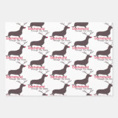 Feuille De Papier Cadeau Dachshund De Noël À Travers La Neige (Devant)