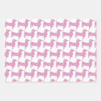 Feuille De Papier Cadeau Dachshund fait dans les Coeurs Rose