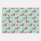 Feuille De Papier Cadeau Dachshund joueur en pulls de Noël  (Devant)