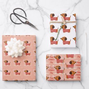 Feuille De Papier Cadeau Dachshund Saint-Valentin