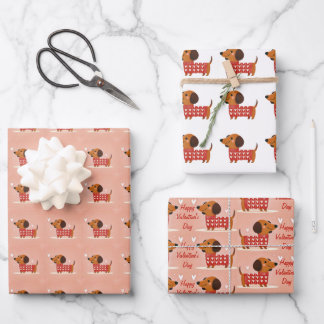 Feuille De Papier Cadeau Dachshund Saint-Valentin