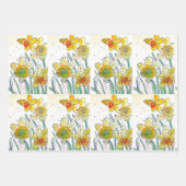 Feuille De Papier Cadeau Daffodique Jaune Daffodique Fleur Aquarelle (Devant 3)