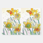 Feuille De Papier Cadeau Daffodique Jaune Daffodique Fleur Aquarelle (Devant)