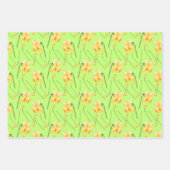 Feuille De Papier Cadeau Daffodique jaune printanier Floral Vert bleu (Devant 3)