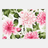 Feuille De Papier Cadeau Dahlias rose vintage (Devant 3)