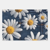 Feuille De Papier Cadeau Daisies on Blue Denim Birthday  (Devant 3)