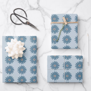 Feuille De Papier Cadeau Daisy Bleue