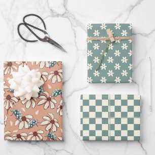Feuille De Papier Cadeau Daisy Ladybug et Checkerboard