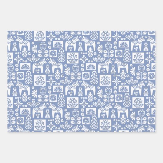 Feuille De Papier Cadeau Dala Horse Collage Périwinkle (Devant)