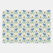 Feuille De Papier Cadeau Dala suédois Chevaux bleu (Devant 3)
