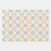 Feuille De Papier Cadeau Damas bleus et jaunes toscans (Devant 2)