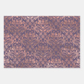 Feuille De Papier Cadeau Damas d'or Rose sur violet (Devant)