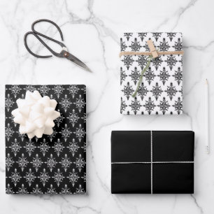 Feuille De Papier Cadeau Damas Noir Et Blanc Toute Occasion