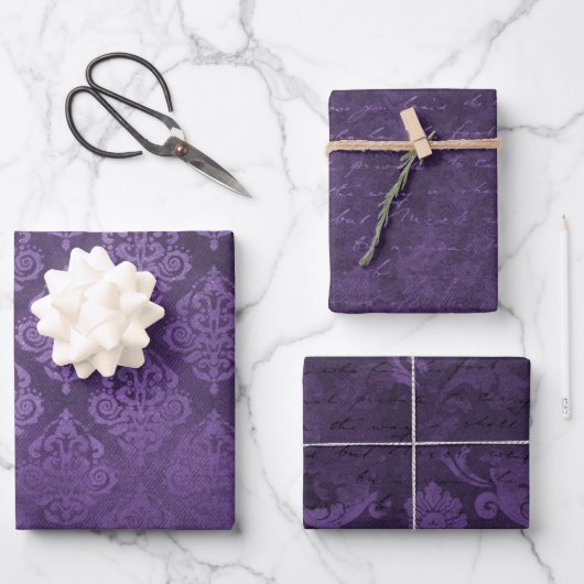 Feuille De Papier Cadeau Damas violet détendu (Recto)
