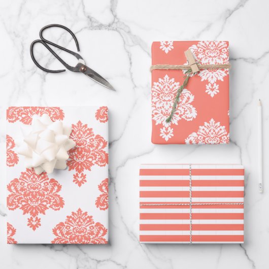 Feuille De Papier Cadeau Damask Elegant Motif (Recto)